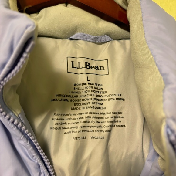LL Bean Womens Goose Down Puffer Jacket Coat  Periwinkle Purple Size Large - Picture 4 of 5